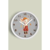 Sevimli Fare Çizimli Çocuk Odası Duvar Saati - 35cm - Önü Camlı Beyaz Kasa - Sessiz Mekanizma, JH0962S35BKP