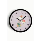 Sevimli Fil Çocuk Odası Duvar Saati - 30cm - Önü Camlı Siyah Kasa - Sessiz Mekanizma, JH1121S30SKP