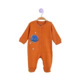 Sevimli Gezegen Desenli Çıtçıtlı%100 Pamuklu Yumuşak Uzun Kollu Kışlık Erkek Bebek Tulum 0-3-6-9 Ay Turuncu 6 AY