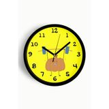 Sevimli Halterci Kabak Çocuk Odası Duvar Saati - 30cm - Önü Camlı Siyah Kasa - Sessiz Mekanizma, JH1034S30SKP