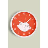 Sevimli Hayalet Kedi Tasarımlı Çocuk Odası Duvar Saati - 30cm - Önü Camlı Beyaz Kasa, JH0898S30BKP