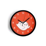 Sevimli Hayalet Kedi Tasarımlı Çocuk Odası Duvar Saati - 30cm - Önü Camlı Siyah Kasa, JH0898S30SKP