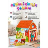 Sevimli Hayvan Çiftliği Temalı 100X70cm Çadırı Kolay Kurulum Dayanıklı Çocuk Oyun Çadırı