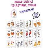 Sevimli Hayvanlar Ahşap Hafıza Kartları 12 Hayvan, Türkçe ve Ingilizce, Eğitici Oyun - Seçenek 1