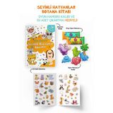 Sevimli Hayvanlar Boyama Kitabı - Oyun Hamuru Kalıbı ve 50 Adet Çıkartma Hediyeli 3 + Yaş