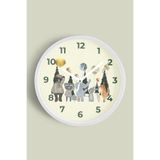 Sevimli Hayvanlar Çocuk Odası Modern Duvar Saati - 25cm - Önü Camlı Beyaz Kasa - Sessiz Mekanizma, JH0204S25BKP