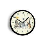 Sevimli Hayvanlar Çocuk Odası Modern Duvar Saati - 25cm - Önü Camlı Siyah Kasa - Sessiz Mekanizma, JH0204S25SKP