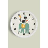 Sevimli Hayvanlar Modern Tasarım Çocuk Odası Duvar Saati - 25cm - Önü Camlı Beyaz Kasa, JH1072S25BKP