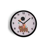 Sevimli Hayvanlar Modern Tasarım Çocuk Odası Duvar Saati - 25cm - Önü Camlı Siyah Kasa, JH1009S25SKP