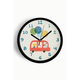 Sevimli Hayvanlar Modern Tasarım Çocuk Odası Duvar Saati - 25cm - Önü Camlı Siyah Kasa, JH1161S25SKP