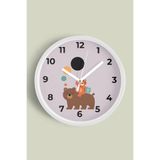 Sevimli Hayvanlar Modern Tasarım Çocuk Odası Duvar Saati - 30cm - Önü Camlı Beyaz Kasa, JH1009S30BKP
