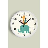 Sevimli Hayvanlar Modern Tasarım Çocuk Odası Duvar Saati - 35cm - Önü Camlı Beyaz Kasa, JH0856S35BKP