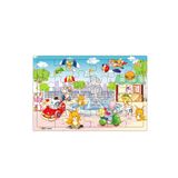 Sevimli Hayvanlar Şehirde 3-9 Yaş İçin 24 Parçalı Ahşap Puzzle Yapboz