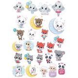 Sevimli Hayvanlar Sticker Set-5 12 Parça Telefon, Tablet, Defter, Laptop Sticker