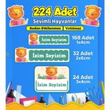 Sevimli Hayvanlar Temalı Okul Kreş Kişiye Özel Isim Etiket Seti - Model 583