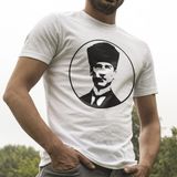 Sevimli Hediye Atatürk Kalpaklı Silüet Beyaz Tişört - XL