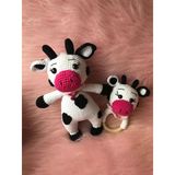 Sevimli İnek Uyku Arkadaşı Ve Çıngırak Amigurumi Organik Oyuncak