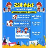 Sevimli Itfaiyeci Temalı Okul Kreş Kişiye Özel Isim Etiket Seti - Model 319