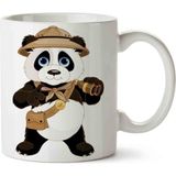 Sevimli Izci Panda Porselen Kupa Bardak - Beyaz - 300 cc