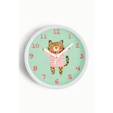 Sevimli Kaplan Çocuk Odası Duvar Saati - 25cm - Önü Camlı Beyaz Kasa - Sessiz Mekanizma, JH1093S25BKP