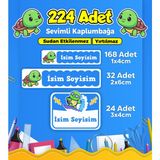 Sevimli Kaplumbağa Temalı Okul Kreş Kişiye Özel Isim Etiket Seti - Model 196