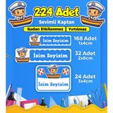 Sevimli Kaptan Temalı Okul Kreş Kişiye Özel Isim Etiket Seti - Model 334