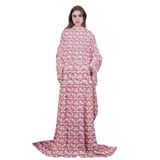 Sevimli Karikatür Tavşan Polar Battaniye Kollu 127 cm x 127 cm Paskalya Temalı Yumuşak Kollu Kol Pembe Tavşanlar Giyilebilir Battaniye Sıcak Çilek Tüylü Peluş Battaniye Kadınlar için Hediye Anne Eşi