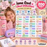 Sevimli Kawaii Karakterli Kişiye Özel Sticker – Suya Dayanıklı Isim Etiketi