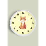 Sevimli Kedi Çocuk Odası Duvar Saati - 25cm - Önü Camlı Beyaz Kasa - Sessiz Mekanizma, JH1091S25BKP