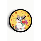 Sevimli Kedi Çocuk Odası Duvar Saati - 30cm - Önü Camlı Siyah Kasa - Sessiz Mekanizma, JH1125S30SKP