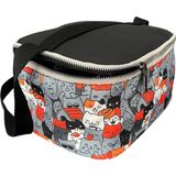 Sevimli Kedi Desenli Termoslu Beslenme Çantası Su Geçirmez Termal, Sıcak Soğuk Yemek Taşıma Çantası - 18 cm (en) x 24 cm (boy) x 12 cm (yükseklik) - Çok Renkli
