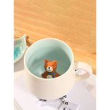 Sevimli Kedi Figürlü 3D Porselen Kupa 350 Ml, Eğlenceli ve Şık Tasarım - Seçenek 1