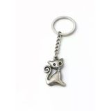 Sevimli Kedi Figürlü Gümüş Renk Metal Tasarım Unisex Anahtarlık