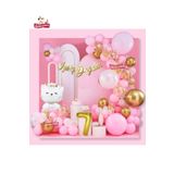 Sevimli Kedi Gold 7 Yaş Folyo Balonlu Iyi Ki Doğdun Yazılı Pembe Gold Konsept Doğum Günü Parti Seti