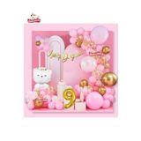 Sevimli Kedi Gold 9 Yaş Folyo Balonlu Iyi Ki Doğdun Yazılı Pembe Gold Konsept Doğum Günü Parti Seti
