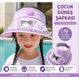 Sevimli Kedi Kuromi Desenli Çocuk Güneş Şapkası UPF50+ Uv Korumalı Katlanabilir Vizör 3-12 Yaş Mor - Tek Beden - 02077-Mor