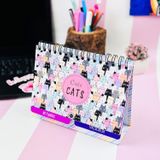 Sevimli Kedi Tasarımlı Yeni Nesil Masa Üsü Planner 2 Sayfa Sticker