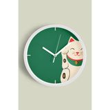 Sevimli Kedi Temalı Modern Çocuk Odası Duvar Saati - 30cm - Önü Camlı Beyaz Kasa - Sessiz Mekanizma, JH0507S30BKP