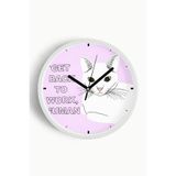 Sevimli Kedi Temalı Modern Duvar Saati - 30cm - Önü Camlı Beyaz Kasa - Sessiz Mekanizma, JH0010S30BKP