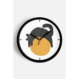 Sevimli Kedi Temalı Modern Duvar Saati - 30cm - Önü Camlı Siyah Kasa - Sessiz Mekanizma, JH0009S30SKP