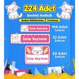 Sevimli Kedi Temalı Okul Kreş Kişiye Özel Isim Etiket Seti - Model 356