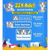 Sevimli Kedi Temalı Okul Kreş Kişiye Özel Isim Etiket Seti - Model 380