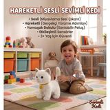 Sevimli Kedi Uzaktan Kumandalı Sesli Miyavlıyan Dil Çıkaran 5 Fonksiyonlu Oyuncak Peluş Hayvan Krem