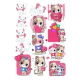 Sevimli Kedicik Sticker Set 2 12 Parça Telefon, Tablet, Defter, Laptop Sticker