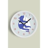 Sevimli Kediler - İkiz Çocuk Odası Duvar Saati - 25cm - Önü Camlı Beyaz Kasa - Sessiz Mekanizma, JH0899S25BKP