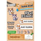 Sevimli Kediler Tasarımlı Isimli Defter Kalem Okul Etiketi, Yırtılmaz Pvc Etiket, Suya Dayanıklı - 230 Adet - Beyaz