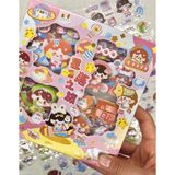 Sevimli Kız ve Dostları 3 Bölümlü 18 Yaprak 120 Adet Pembe Kutu Kabartmalı Sticker Seti / Su Geçirmez/Etiket/Çıkartma