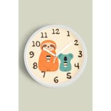 Sevimli Koala Temalı Çocuk Odası Modern Duvar Saati - 30cm - Önü Camlı Beyaz Kasa - Sessiz Mekanizma, JH0068S30BKP