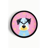 Sevimli Köpek Çocuk Odası Duvar Saati - 25cm - Önü Camlı Siyah Kasa - Sessiz Mekanizma, JH1024S25SKP