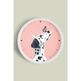 Sevimli Köpek Ile Kelebek Çocuk Odası Duvar Saati - 35cm - Önü Camlı Beyaz Kasa - Sessiz Mekanizma, JH0894S35BKP